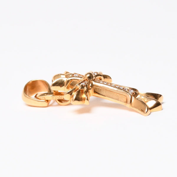 極美品 CHROME HEARTS クロムハーツ ダブルCHクロス WITH ベイル パヴェ ダイヤ ペンダントトップ チャーム 重量約36.1g 2011/.22K刻印 中古 4a007328