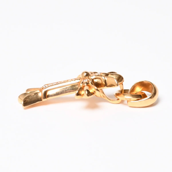 極美品 CHROME HEARTS クロムハーツ ダブルCHクロス WITH ベイル パヴェ ダイヤ ペンダントトップ チャーム 重量約36.1g 2011/.22K刻印 中古 4a007328