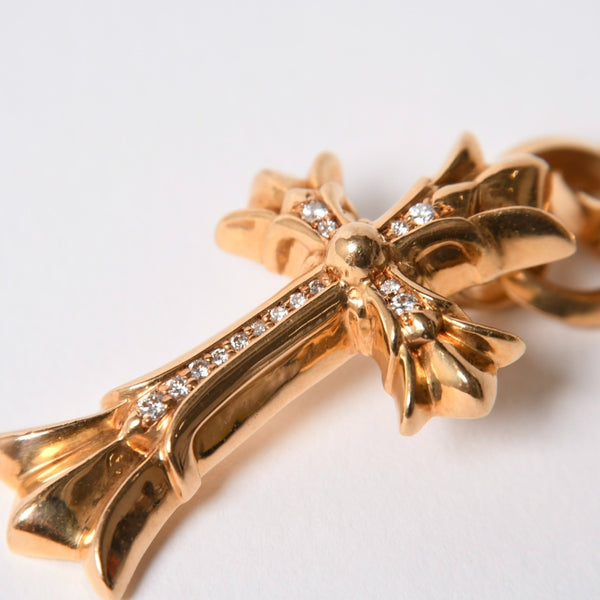 極美品 CHROME HEARTS クロムハーツ ダブルCHクロス WITH ベイル パヴェ ダイヤ ペンダントトップ チャーム 重量約36.1g 2011/.22K刻印 中古 4a007328