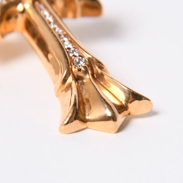極美品 CHROME HEARTS クロムハーツ ダブルCHクロス WITH ベイル パヴェ ダイヤ ペンダントトップ チャーム 重量約36.1g 2011/.22K刻印 中古 4a007328