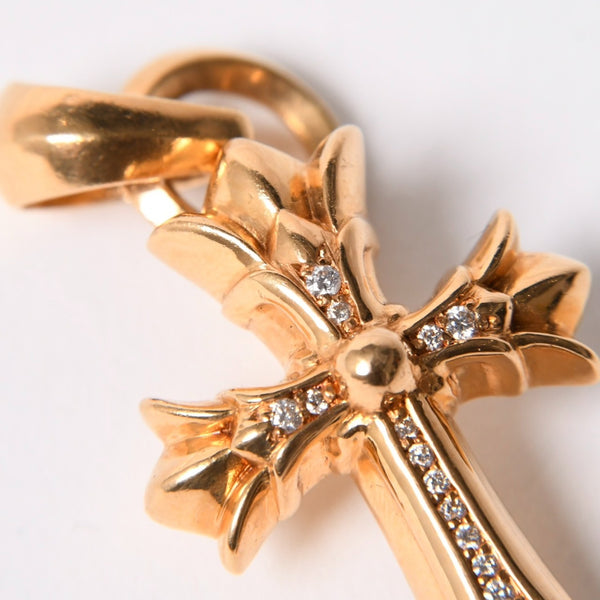 極美品 CHROME HEARTS クロムハーツ ダブルCHクロス WITH ベイル パヴェ ダイヤ ペンダントトップ チャーム 重量約36.1g 2011/.22K刻印 中古 4a007328