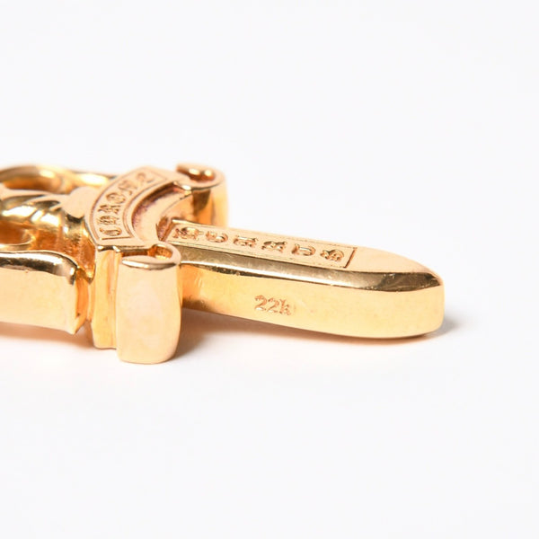 新品未使用 CHROME HEARTS クロムハーツ ダブルダガー ペンダント シルバーネックレストップ 22k 35,7g 中古 4a007277