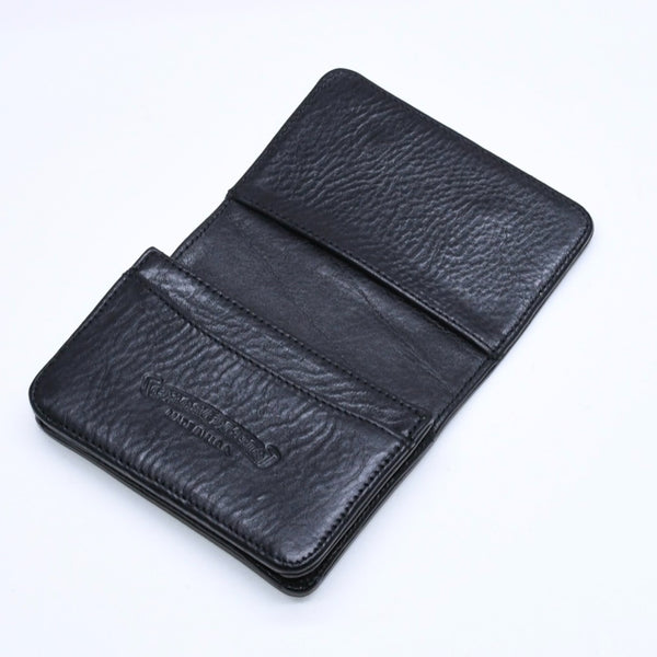 極美品 CHROME HEARTS クロムハーツ 3ポケット レザー カードケース スクロールラベル ブラックレザー シルバー925 中古 4a007341
