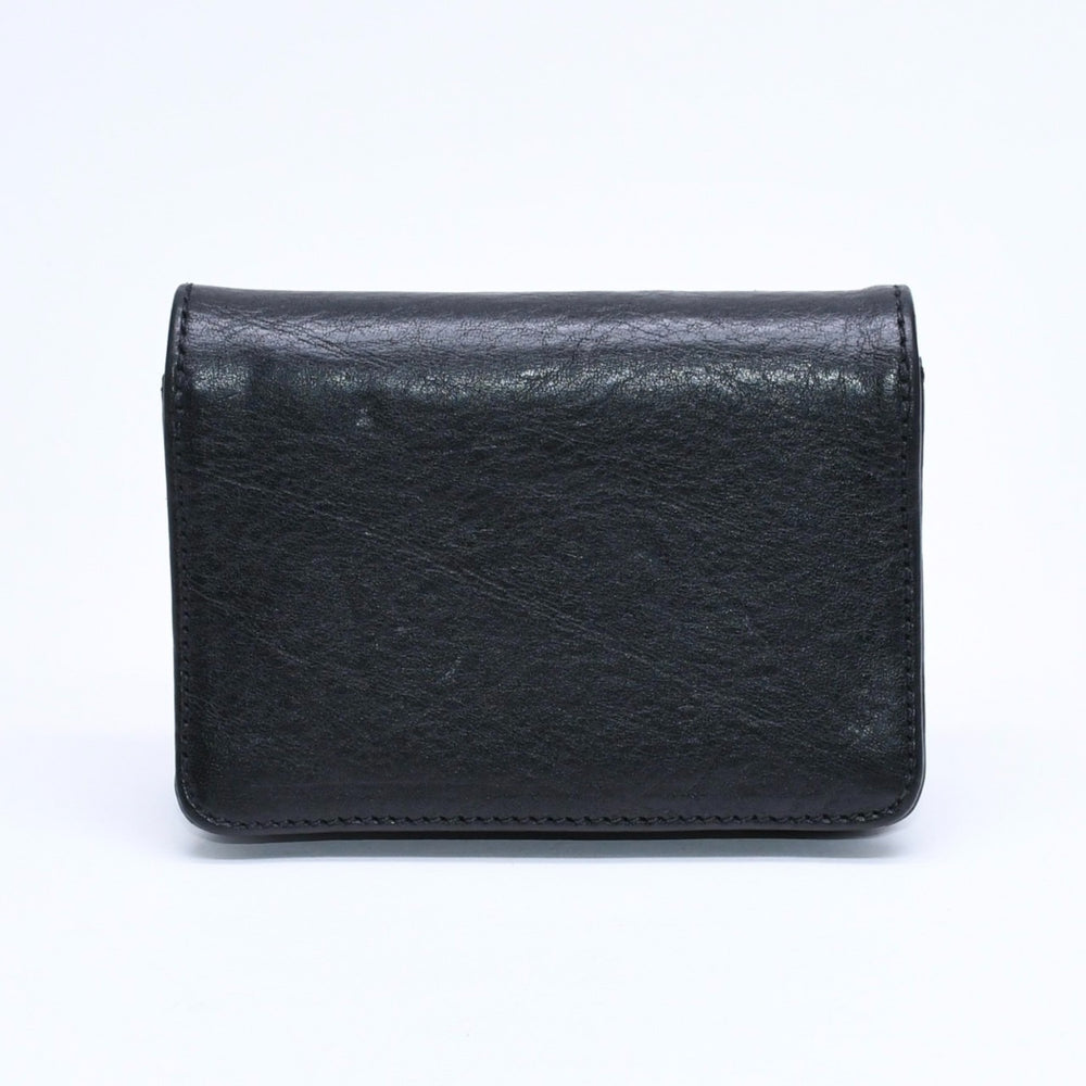 極美品 CHROME HEARTS クロムハーツ 3ポケット レザー カードケース スクロールラベル ブラックレザー シルバー925 中古 4a007341