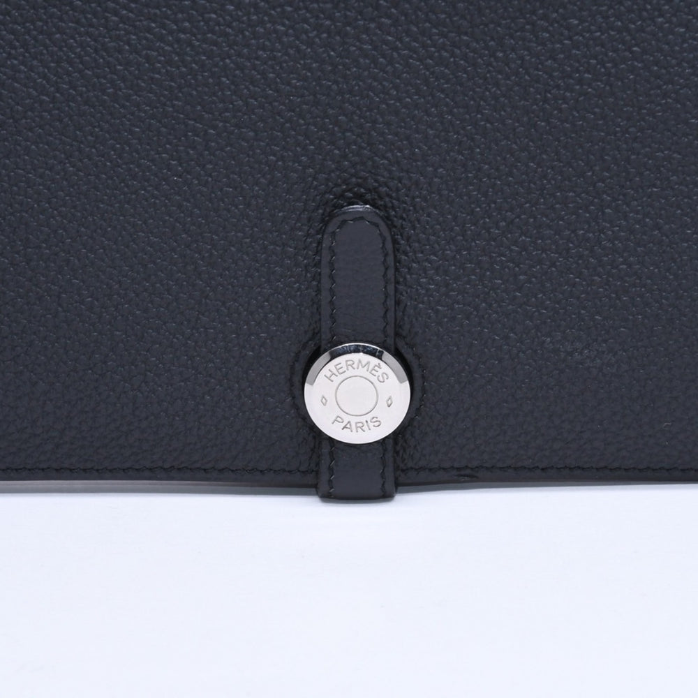 極美品 HERMES エルメス ドゴンGM 2つ折り長財布 ロングウォレット T刻印トゴ ノワール シルバー金具 中古 4b003402