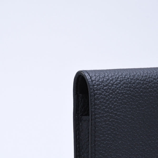 極美品 HERMES エルメス ドゴンGM 2つ折り長財布 ロングウォレット T刻印トゴ ノワール シルバー金具 中古 4b003402