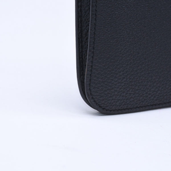 極美品 HERMES エルメス ドゴンGM 2つ折り長財布 ロングウォレット T刻印トゴ ノワール シルバー金具 中古 4b003402