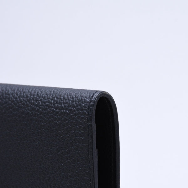 極美品 HERMES エルメス ドゴンGM 2つ折り長財布 ロングウォレット T刻印トゴ ノワール シルバー金具 中古 4b003402