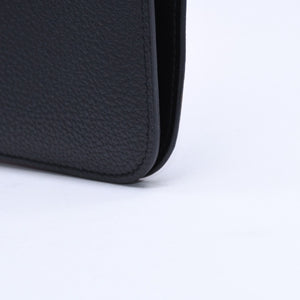極美品 HERMES エルメス ドゴンGM 2つ折り長財布 ロングウォレット T刻印トゴ ノワール シルバー金具 中古 4b003402