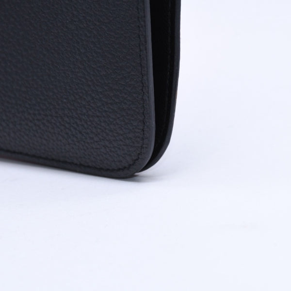 極美品 HERMES エルメス ドゴンGM 2つ折り長財布 ロングウォレット T刻印トゴ ノワール シルバー金具 中古 4b003402