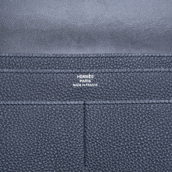 極美品 HERMES エルメス ドゴンGM 2つ折り長財布 ロングウォレット T刻印トゴ ノワール シルバー金具 中古 4b003402