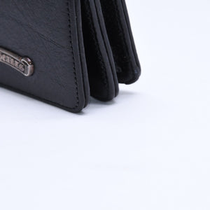 極美品 CHROME HEARTS クロムハーツ 3ポケット レザー カードケース スクロールラベル ブラックレザー シルバー925 中古 4a007341
