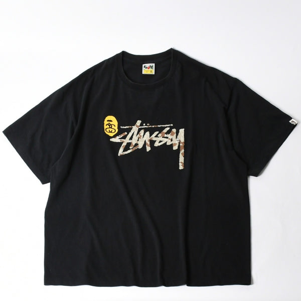 A BATHING APE×stussy アベイシングエイプ ステューシー BAPE シャーク カモ柄 半袖Tシャツ サイズ3XL 美品 中古 4a007402