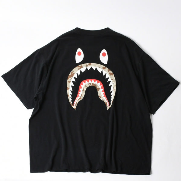 A BATHING APE×stussy アベイシングエイプ ステューシー BAPE シャーク カモ柄 半袖Tシャツ サイズ3XL 美品 中古 4a007402