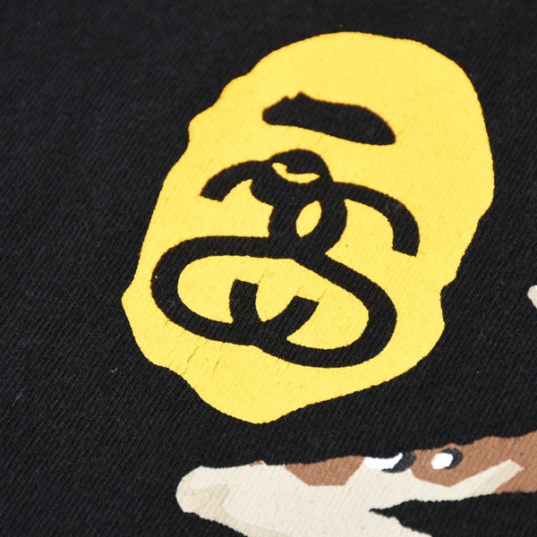 A BATHING APE×stussy アベイシングエイプ ステューシー BAPE シャーク カモ柄 半袖Tシャツ サイズ3XL 美品 中古 4a007402