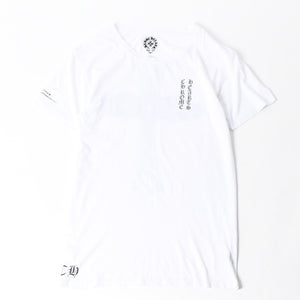 極美品 CHROME HEARTS クロムハーツ 半袖Tシャツ サイズL フローラルクロス プリント ホワイト ブラック 中古 4a007556