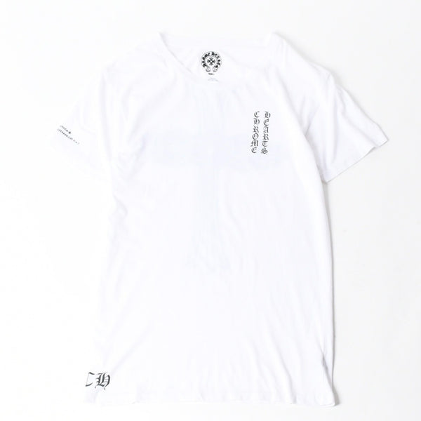 極美品 CHROME HEARTS クロムハーツ 半袖Tシャツ サイズL フローラルクロス プリント ホワイト ブラック 中古 4a007556