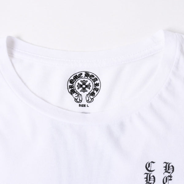 極美品 CHROME HEARTS クロムハーツ 半袖Tシャツ サイズL フローラルクロス プリント ホワイト ブラック 中古 4a007556
