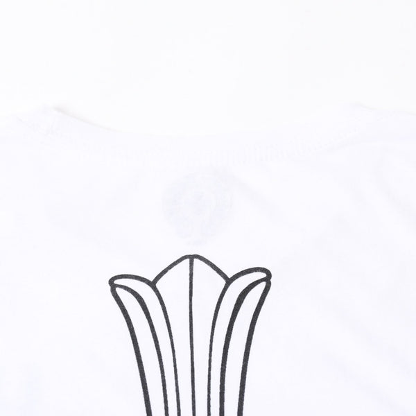 極美品 CHROME HEARTS クロムハーツ 半袖Tシャツ サイズL フローラルクロス プリント ホワイト ブラック 中古 4a007556