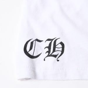 極美品 CHROME HEARTS クロムハーツ 半袖Tシャツ サイズL フローラルクロス プリント ホワイト ブラック 中古 4a007556