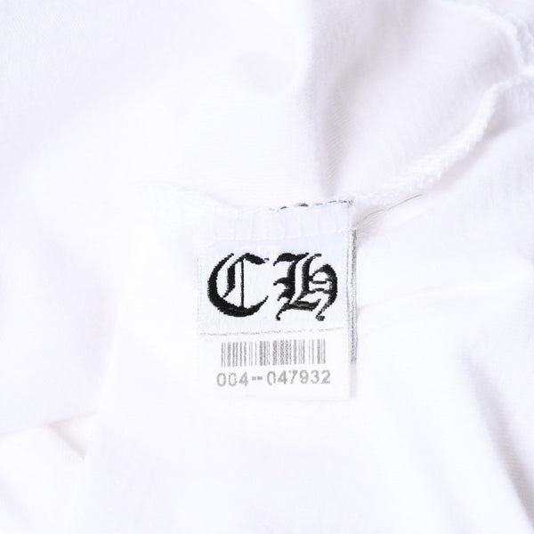 極美品 CHROME HEARTS クロムハーツ 半袖Tシャツ サイズL フローラルクロス プリント ホワイト ブラック 中古 4a007556
