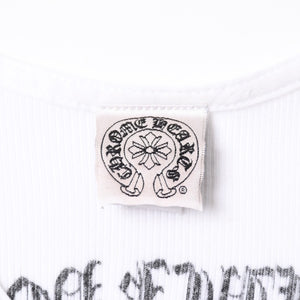 極美品 CHROME HEARTS クロムハーツ オールド タンクトップ サイズS FUCK YOU CHクロス LA限定 ホワイト 中古 4a007550