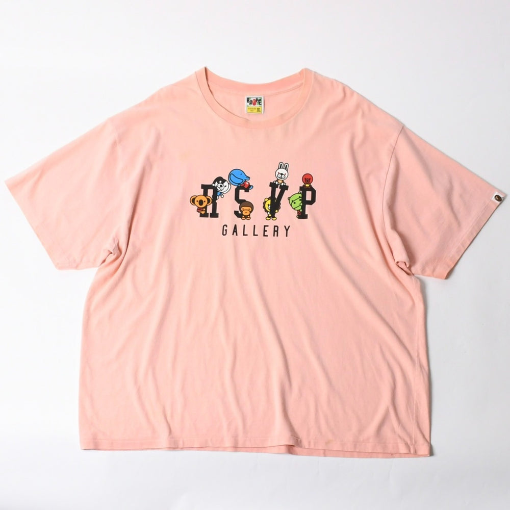 A BATHING APE アベイシングエイプ RSVP コラボ 半袖Tシャツ BABYMILO コットン ピンク サイズ3XL 美品 中古 4a007387