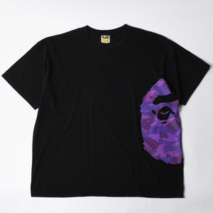 A BATHING APE アベイシングエイプ 大猿 カモフラージュ 半袖 Tシャツ コットン ブラック パープル サイズ3XL 美品 中古 4a007411