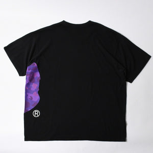 A BATHING APE アベイシングエイプ 大猿 カモフラージュ 半袖 Tシャツ コットン ブラック パープル サイズ3XL 美品 中古 4a007411