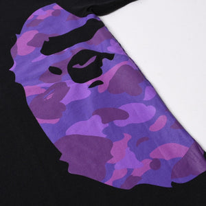 A BATHING APE アベイシングエイプ 大猿 カモフラージュ 半袖 Tシャツ コットン ブラック パープル サイズ3XL 美品 中古 4a007411