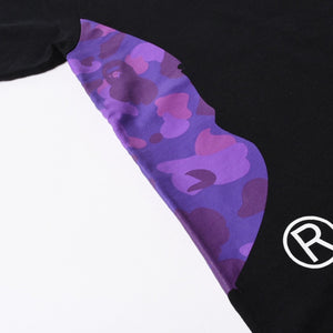 A BATHING APE アベイシングエイプ 大猿 カモフラージュ 半袖 Tシャツ コットン ブラック パープル サイズ3XL 美品 中古 4a007411
