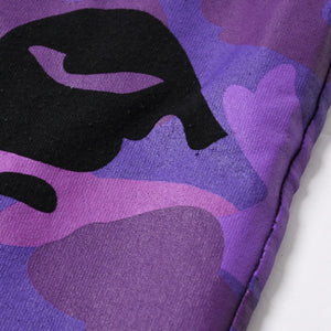 A BATHING APE アベイシングエイプ 大猿 カモフラージュ 半袖 Tシャツ コットン ブラック パープル サイズ3XL 美品 中古 4a007411