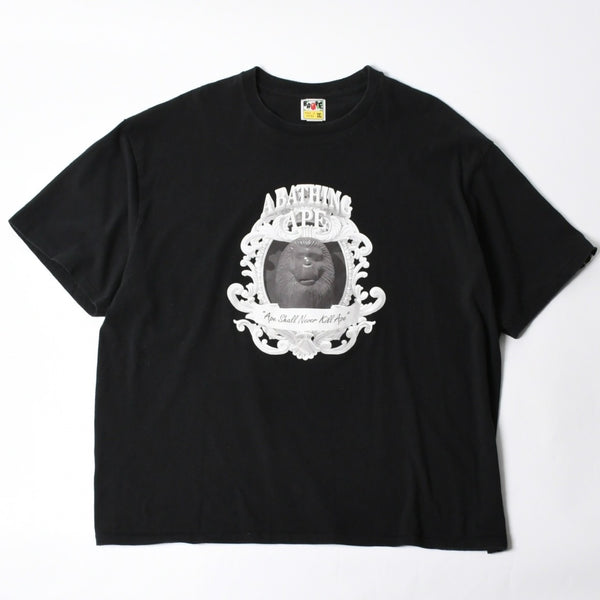 A BATHING APE アベイシングエイプ Ape Shall Never Kill Ape 半袖Tシャツ コットン ブラック ホワイト サイズ3XL 良品 中古 4a007422