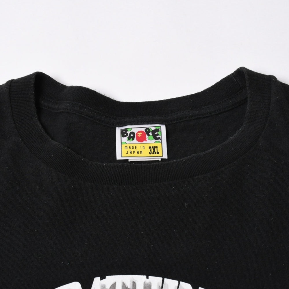 A BATHING APE アベイシングエイプ Ape Shall Never Kill Ape 半袖Tシャツ コットン ブラック ホワイト サイズ3XL 良品 中古 4a007422