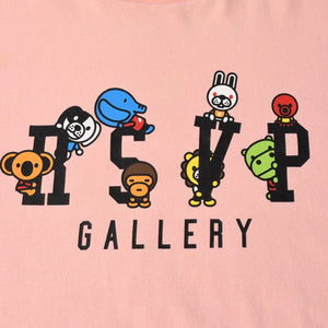 A BATHING APE アベイシングエイプ RSVP コラボ 半袖Tシャツ BABYMILO コットン ピンク サイズ3XL 美品 中古 4a007387