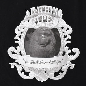 A BATHING APE アベイシングエイプ Ape Shall Never Kill Ape 半袖Tシャツ コットン ブラック ホワイト サイズ3XL 良品 中古 4a007422
