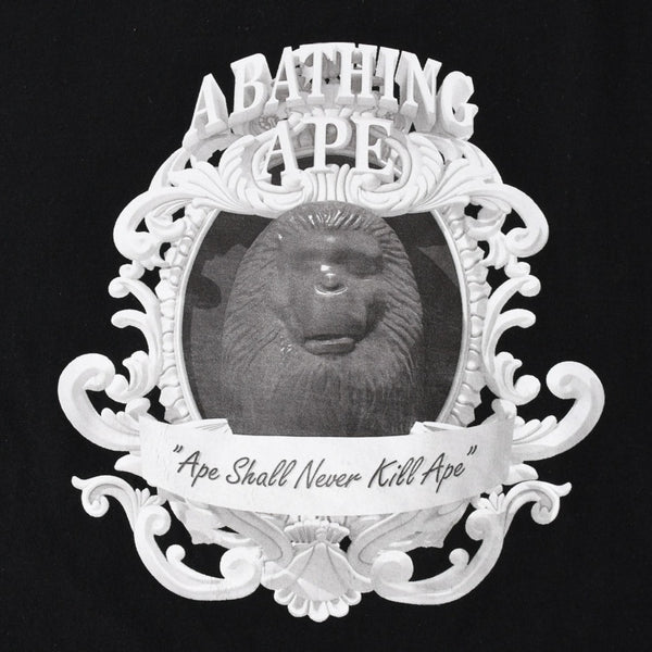 A BATHING APE アベイシングエイプ Ape Shall Never Kill Ape 半袖Tシャツ コットン ブラック ホワイト サイズ3XL 良品 中古 4a007422