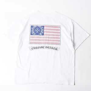 CHROME HEARTS クロムハーツ 半袖Tシャツ サイズXXL 星条旗 アメリカンフラッグ ヴァインダガー ホワイト 良品 中古 4a007382