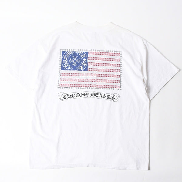 CHROME HEARTS クロムハーツ 半袖Tシャツ サイズXXL 星条旗 アメリカンフラッグ ヴァインダガー ホワイト 良品 中古 4a007382