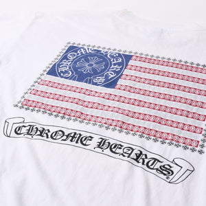 CHROME HEARTS クロムハーツ 半袖Tシャツ サイズXXL 星条旗 アメリカンフラッグ ヴァインダガー ホワイト 良品 中古 4a007382