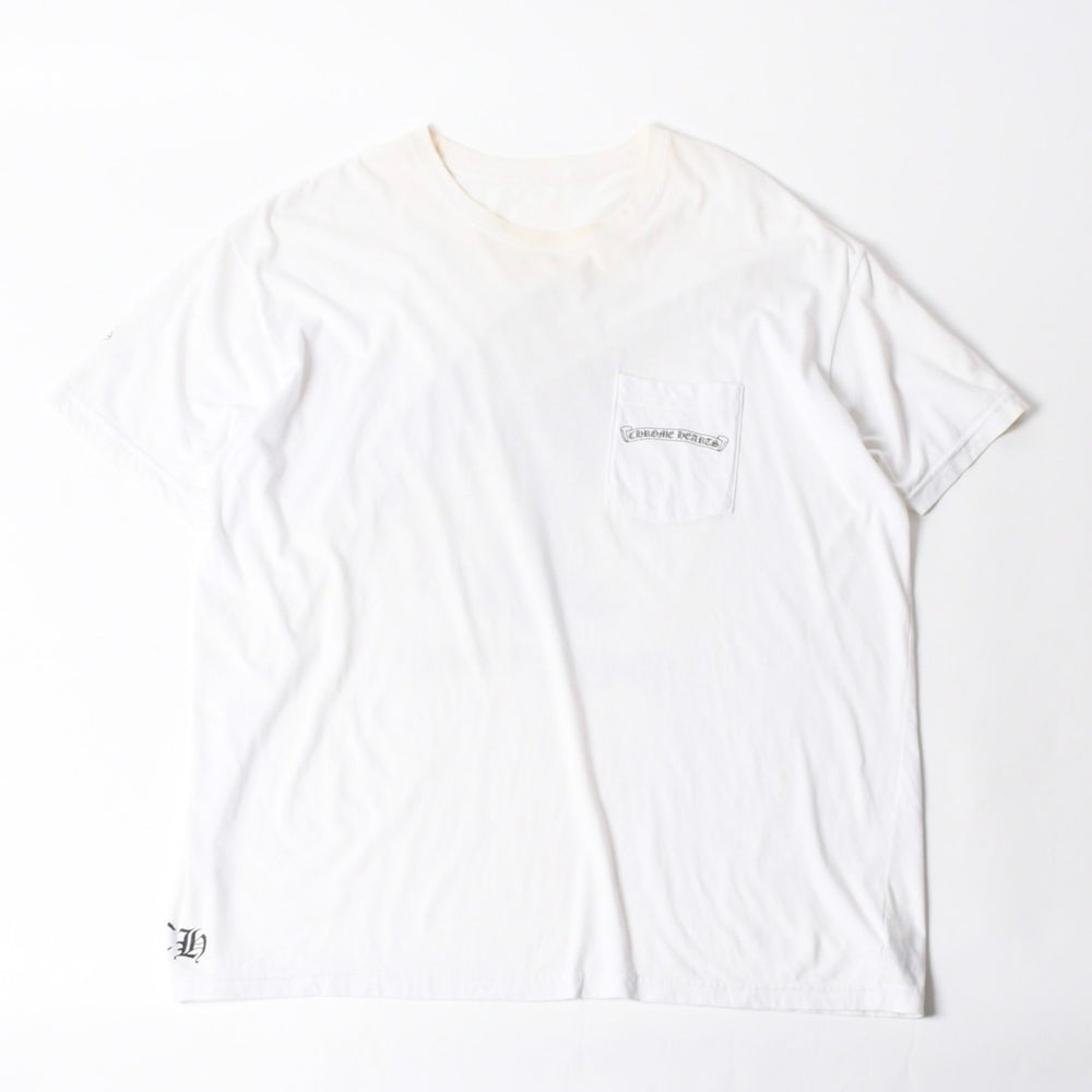 CHROME HEARTS クロムハーツ 半袖Tシャツ サイズXXL セメタリークロス CHクロス スクロールラベル ロゴ ホワイト 良品 中古 4a007417