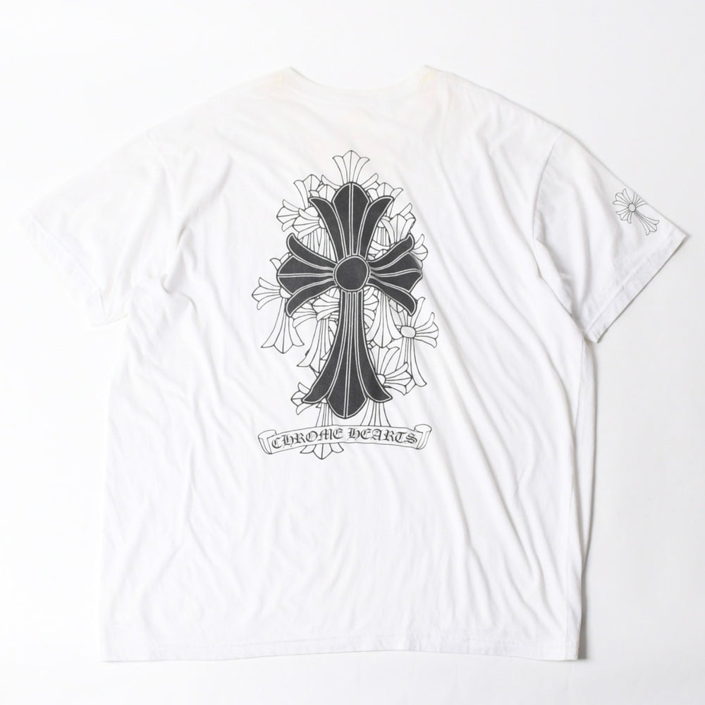 CHROME HEARTS クロムハーツ 半袖Tシャツ サイズXXL セメタリークロス CHクロス スクロールラベル ロゴ ホワイト 良品 中古 4a007417