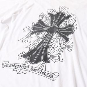 CHROME HEARTS クロムハーツ 半袖Tシャツ サイズXXL セメタリークロス CHクロス スクロールラベル ロゴ ホワイト 良品 中古 4a007417