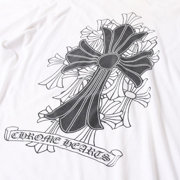 CHROME HEARTS クロムハーツ 半袖Tシャツ サイズXXL セメタリークロス CHクロス スクロールラベル ロゴ ホワイト 良品 中古 4a007417