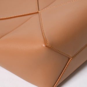 新品同様 LOEWE ロエベ パズルフォルドトート ミニ ハンドバッグ シャイニーカーフ キャメル ゴールド金具 中古 4a008861