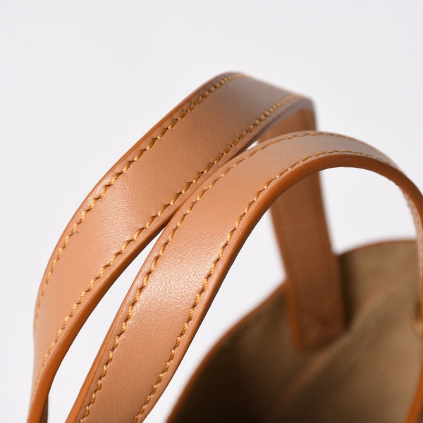 新品同様 LOEWE ロエベ パズルフォルドトート ミニ ハンドバッグ シャイニーカーフ キャメル ゴールド金具 中古 4a008861
