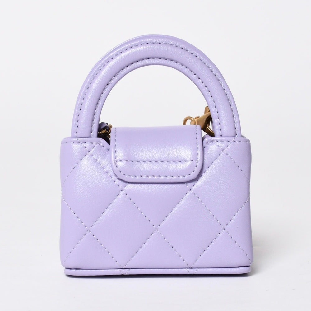 新品同様 CHANEL シャネル バッグチャーム キーチャーム AP4991 ランダム番台 ココマーク ラムスキン パープル ゴールド金具 中古 4a008342