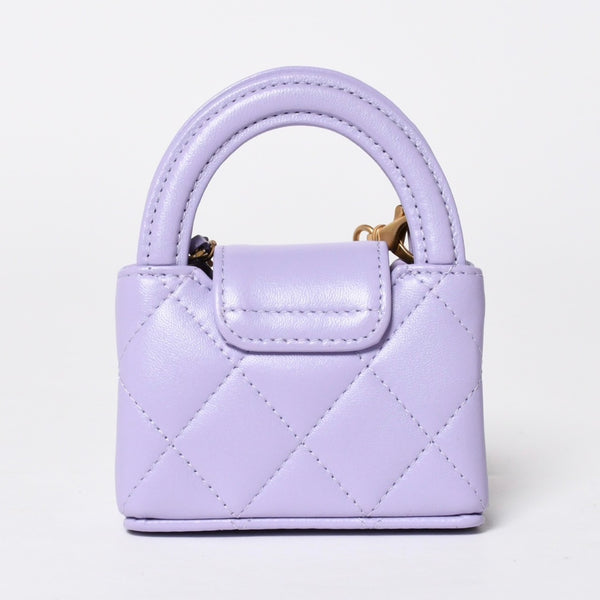 Like new CHANEL Bag Charm Key Charm AP4991 Random Number Coco Mark Lambskin Purple Gold Hardware Used 4a008342