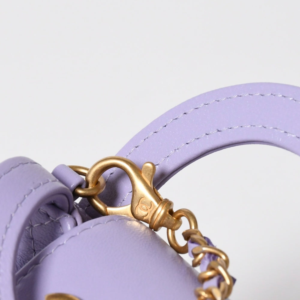 Like new CHANEL Bag Charm Key Charm AP4991 Random Number Coco Mark Lambskin Purple Gold Hardware Used 4a008342