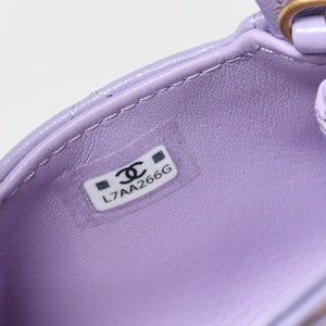 Like new CHANEL Bag Charm Key Charm AP4991 Random Number Coco Mark Lambskin Purple Gold Hardware Used 4a008342